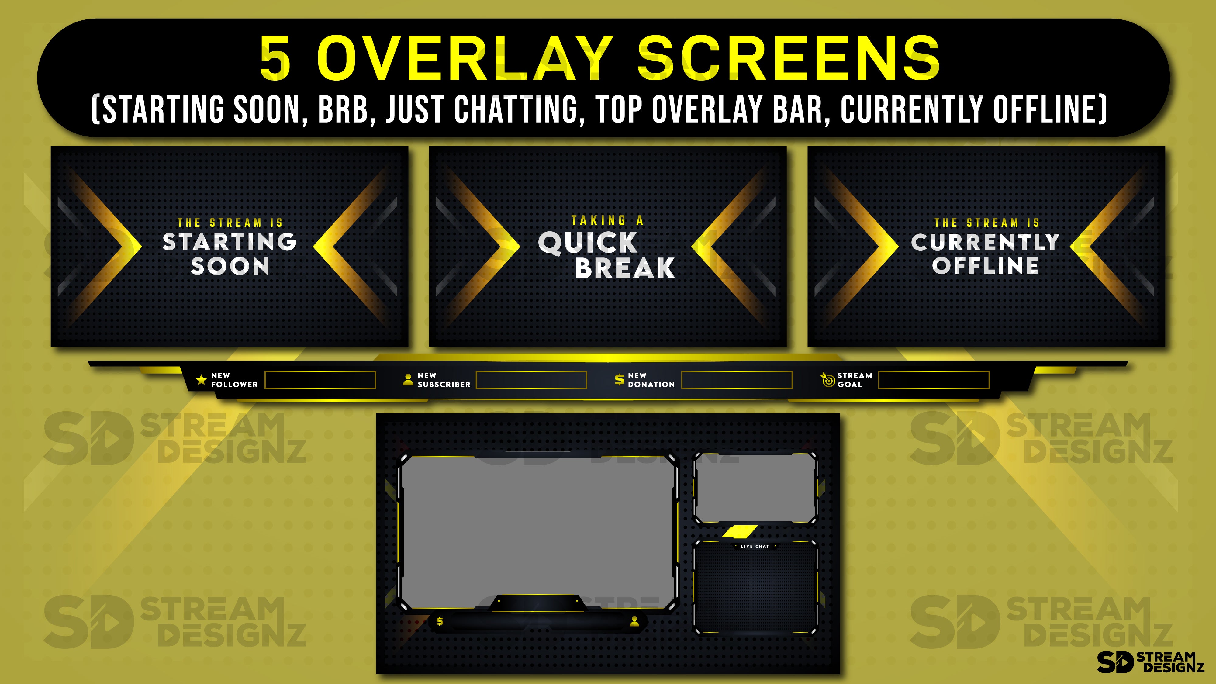 Animated Stream Overlay Package - Gold Rush | Stream Designz