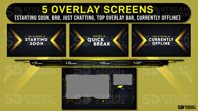 stream overlay package 5 overlay screens gold rush stream designz