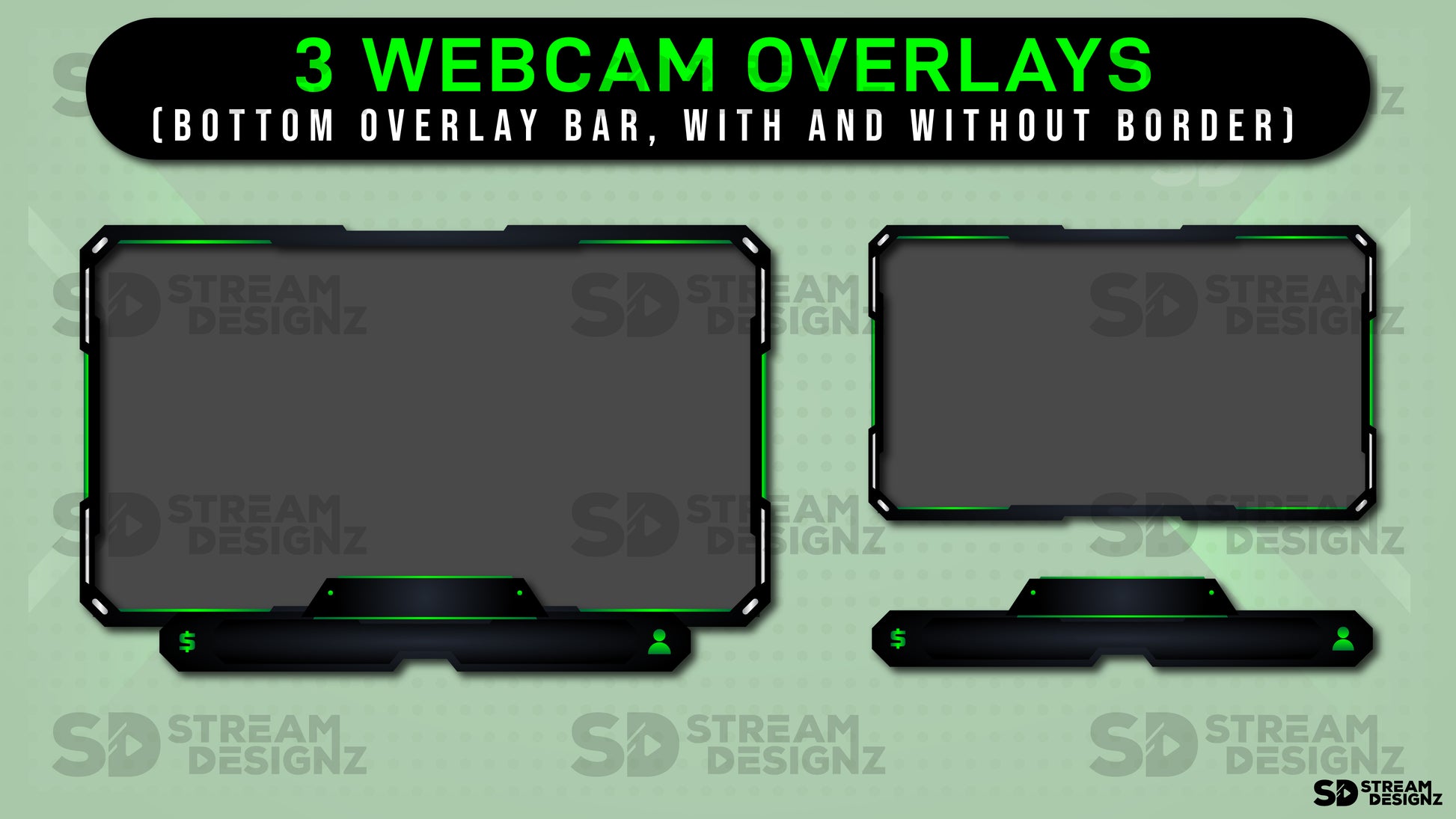animated stream overlay package green arrow webcam overlays stream designz