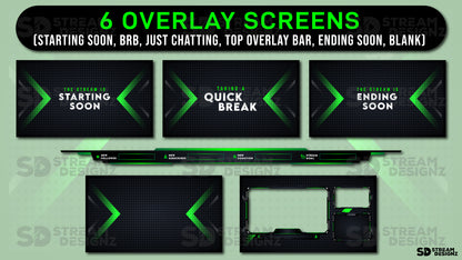 animated stream overlay package green arrow overlay screens stream designz