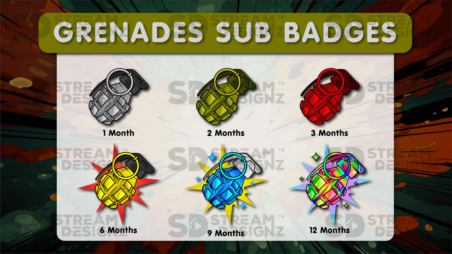 6 pack sub badges preview image grenades stream designz