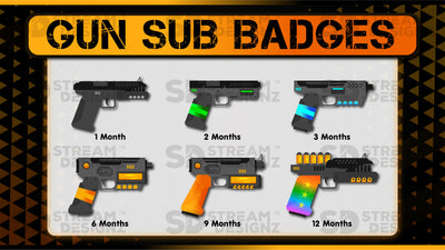 6 pack sub badges preview image gun stream designz