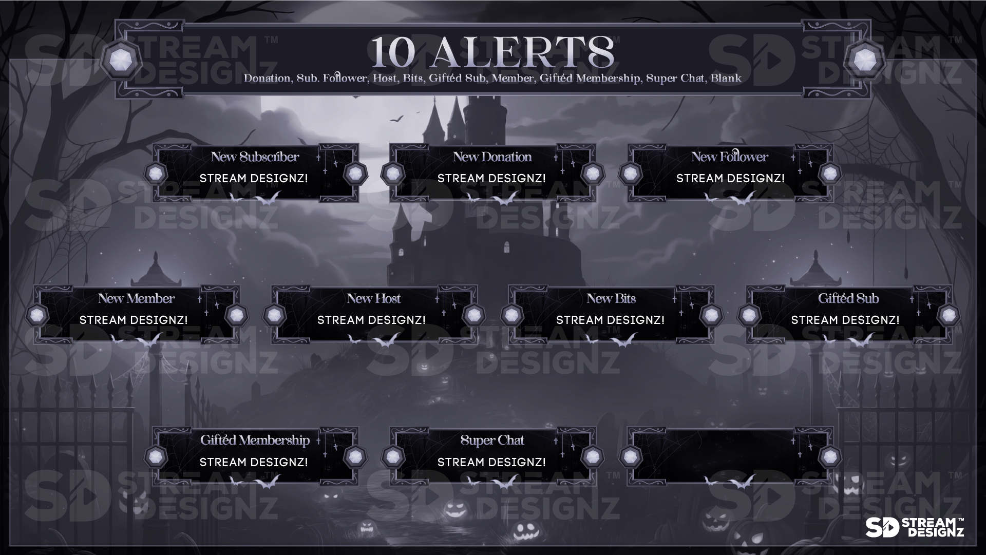 stream overlay package 10 alerts hallows eve stream designz