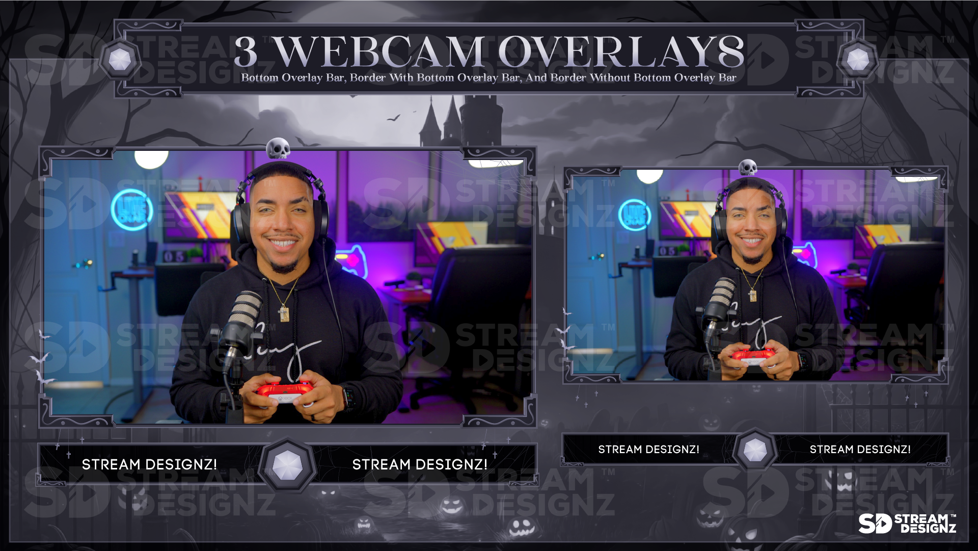 stream overlay package 3 webcam overlays hallows eve stream designz