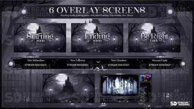 stream overlay package 6 overlay screens hallows eve stream designz