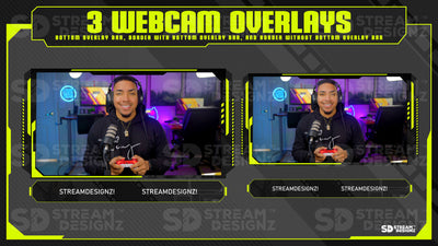static stream overlay package 3 webcam overlays Hazard stream designz