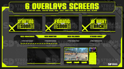 static stream overlay package 6 overlay screens Hazard stream designz