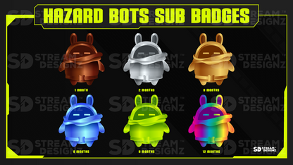 6 pack sub badges preview image hazard bots stream designz
