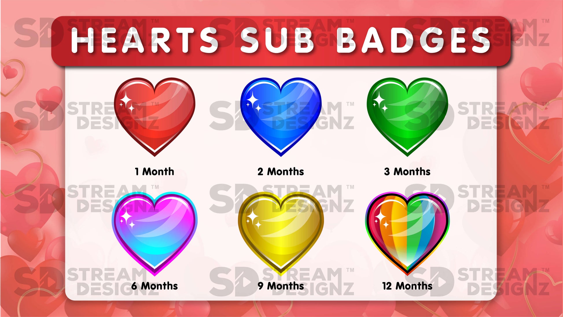 6 pack sub badges preview image hearts stream designz