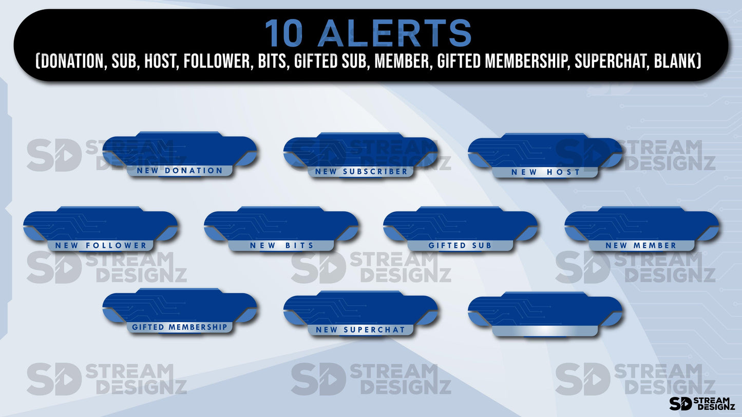 static stream overlay package 10 alerts high tech stream designz