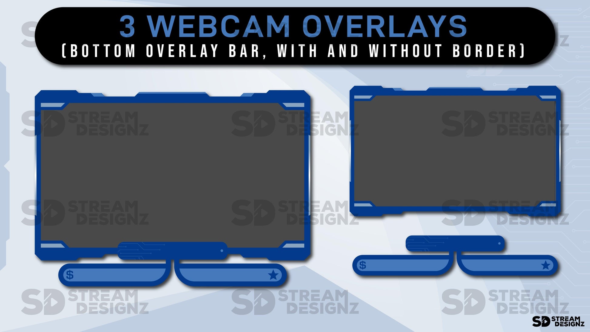 static stream overlay package 3 webcam overlays high tech stream designz