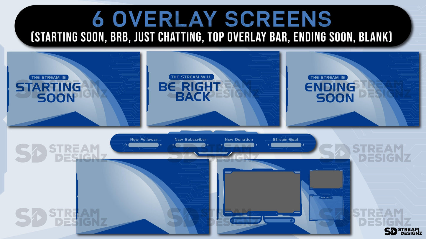 static stream overlay package 6 overlay screens high tech stream designz