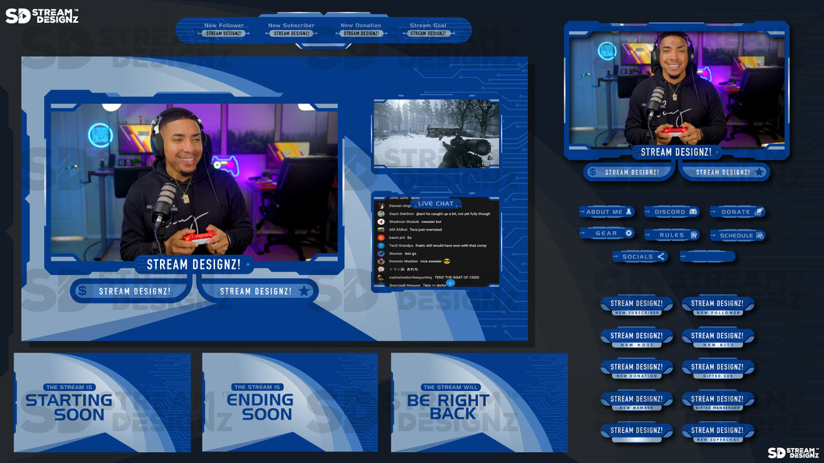 Animated Stream Overlay Package - High Tech | Stream Designz