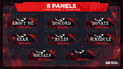 animated stream overlay package 8 panels katana stream designz