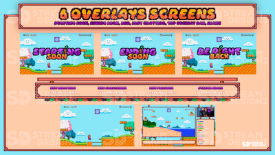 stream overlay package 6 overlay screens kitsune stream designz