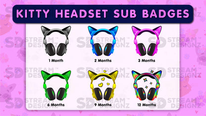 6 pack sub badges preview image kitty headset stream designz