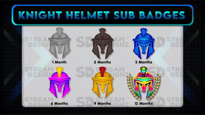 6 pack sub badges preview image knight helmet stream designz