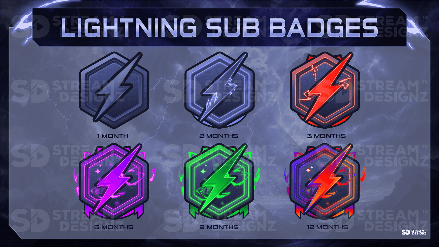 6 pack sub badges preview image lightning stream designz