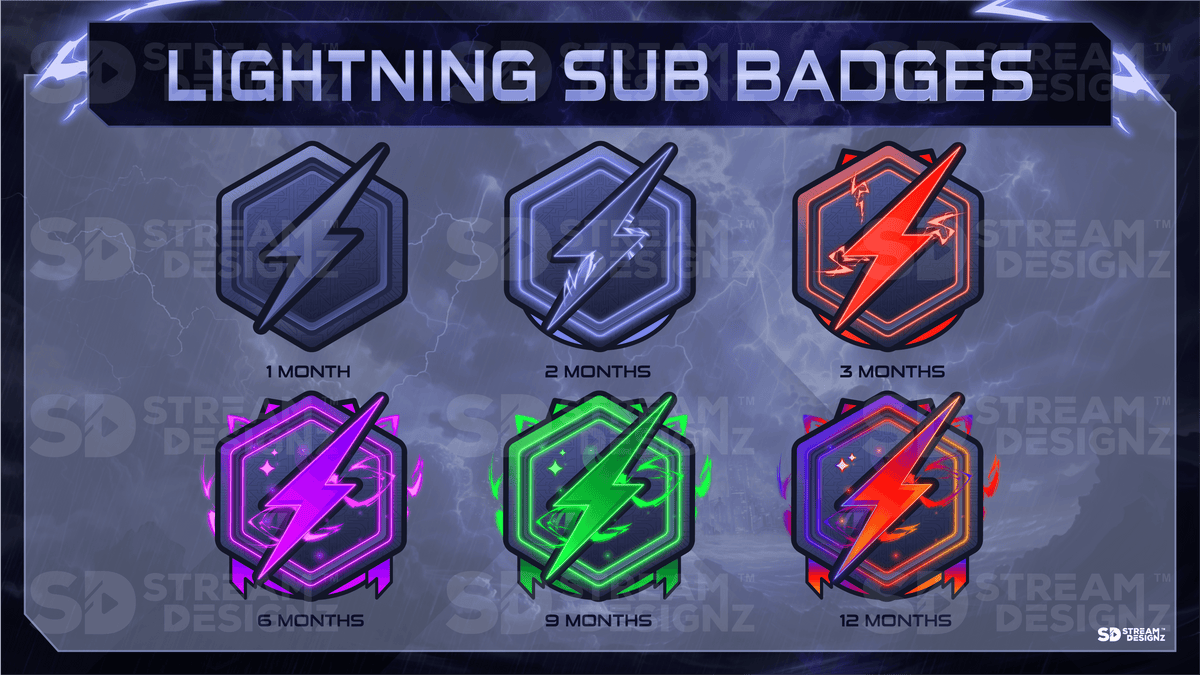 Twitch Sub Badge - Lightning | Stream Designz