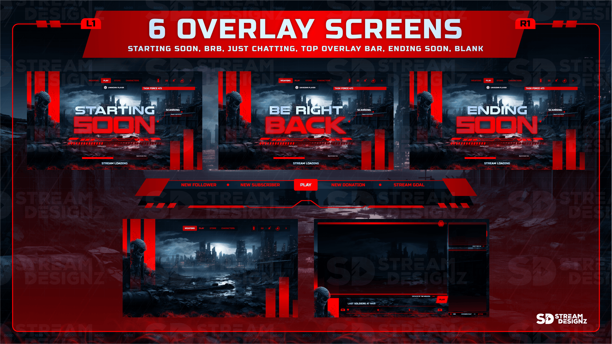 Ultimate stream package 6 overlay screens loadout stream designz
