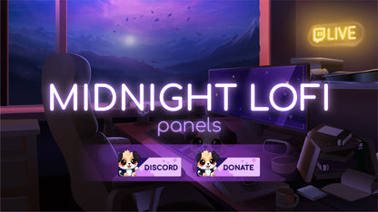 Twitch panels midnight lofi thumbnail stream designz