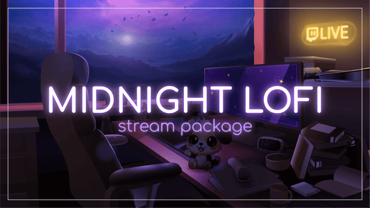 animated stream overlay package midnight lofi thumbnail stream designz