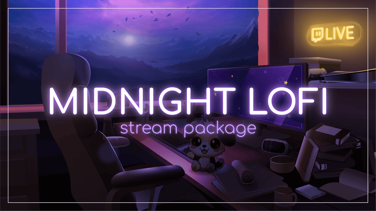Animated Stream Overlay Package - Midnight Lofi | Stream Designz