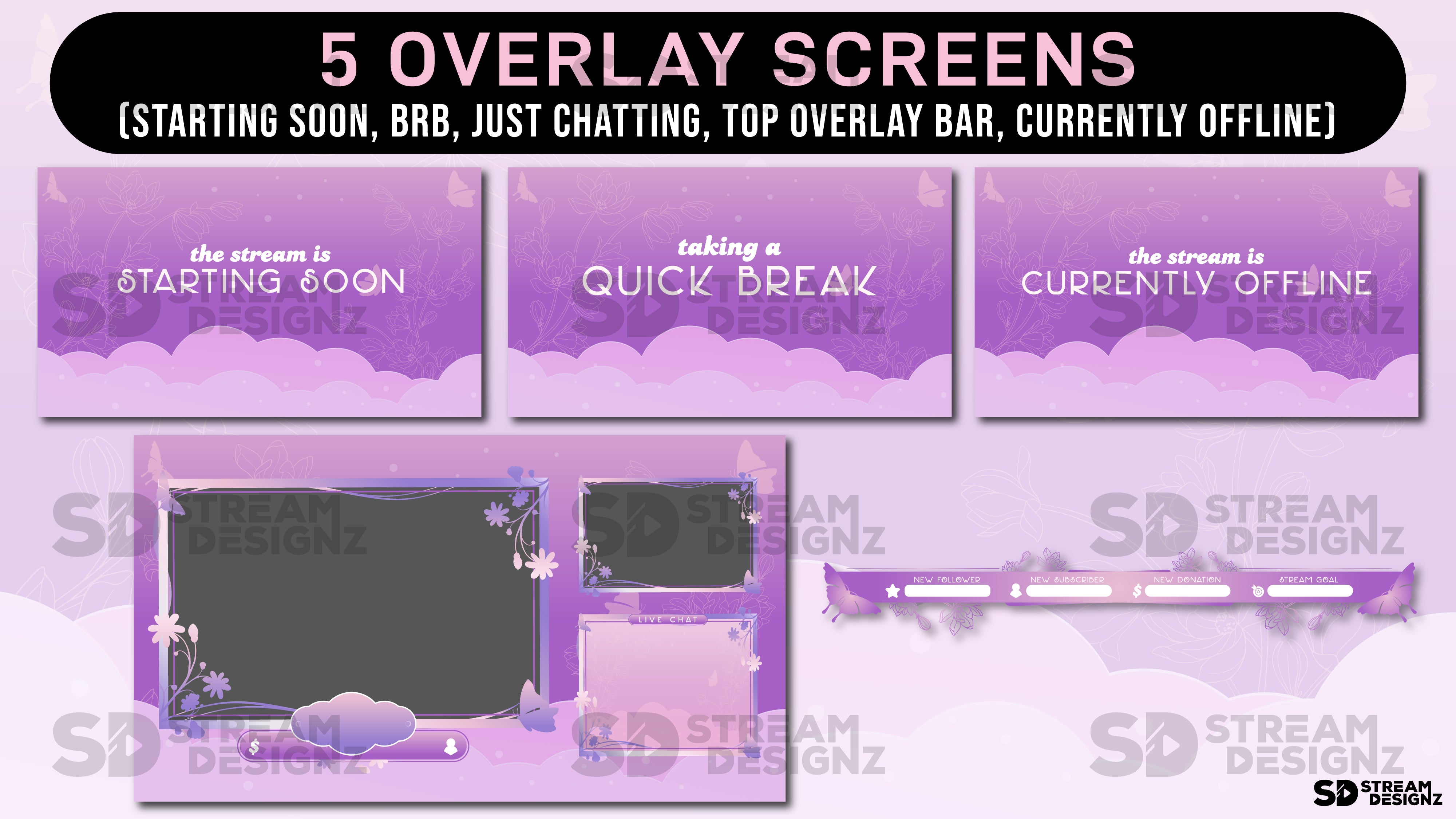 Animated Stream Overlay Package - Monarch | Stream Designz