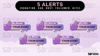stream overlay package 5 alerts monarch stream designz