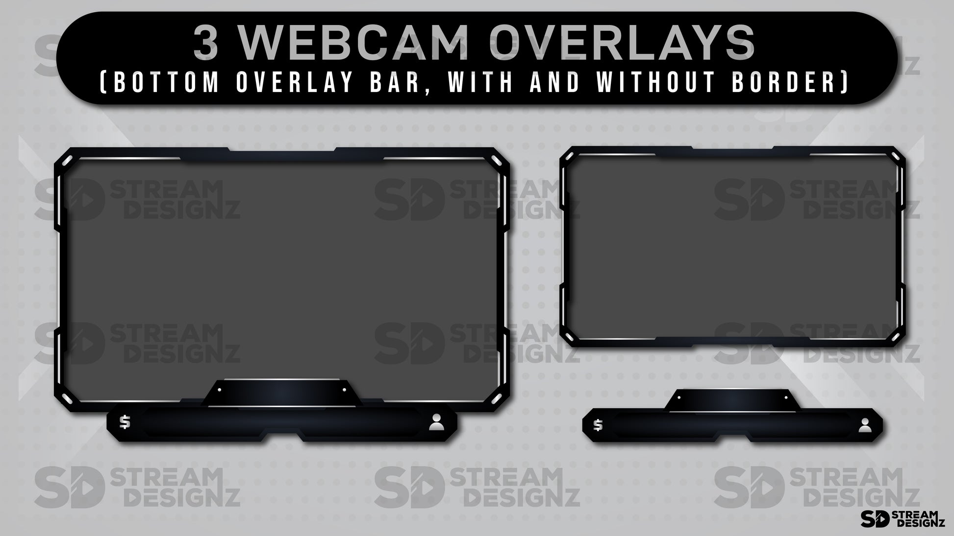 Static stream overlay package monochrome webcam overlays stream designz