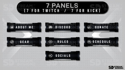 Static stream overlay package monochrome panels stream designz