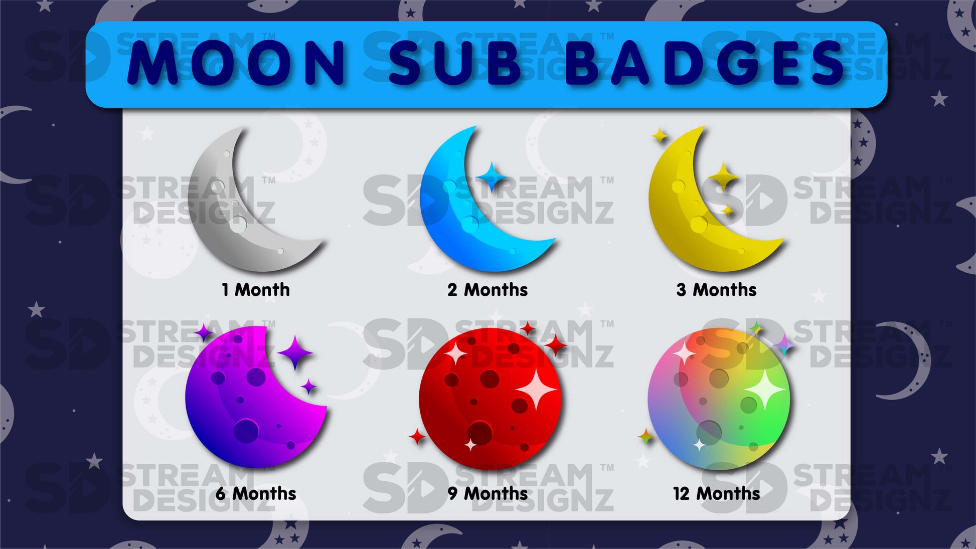 6 pack sub badges preview image moon stream designz