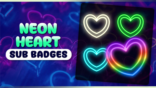 6 pack sub badges thumbnail neon hearts stream designz