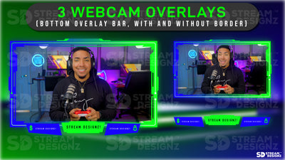 stream overlay package 3 webcam overlays neon stream designz