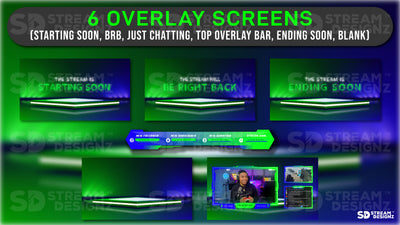 stream overlay package 6 overlay screens neon stream designz