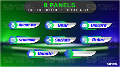 stream overlay package 8 panels neon stream designz