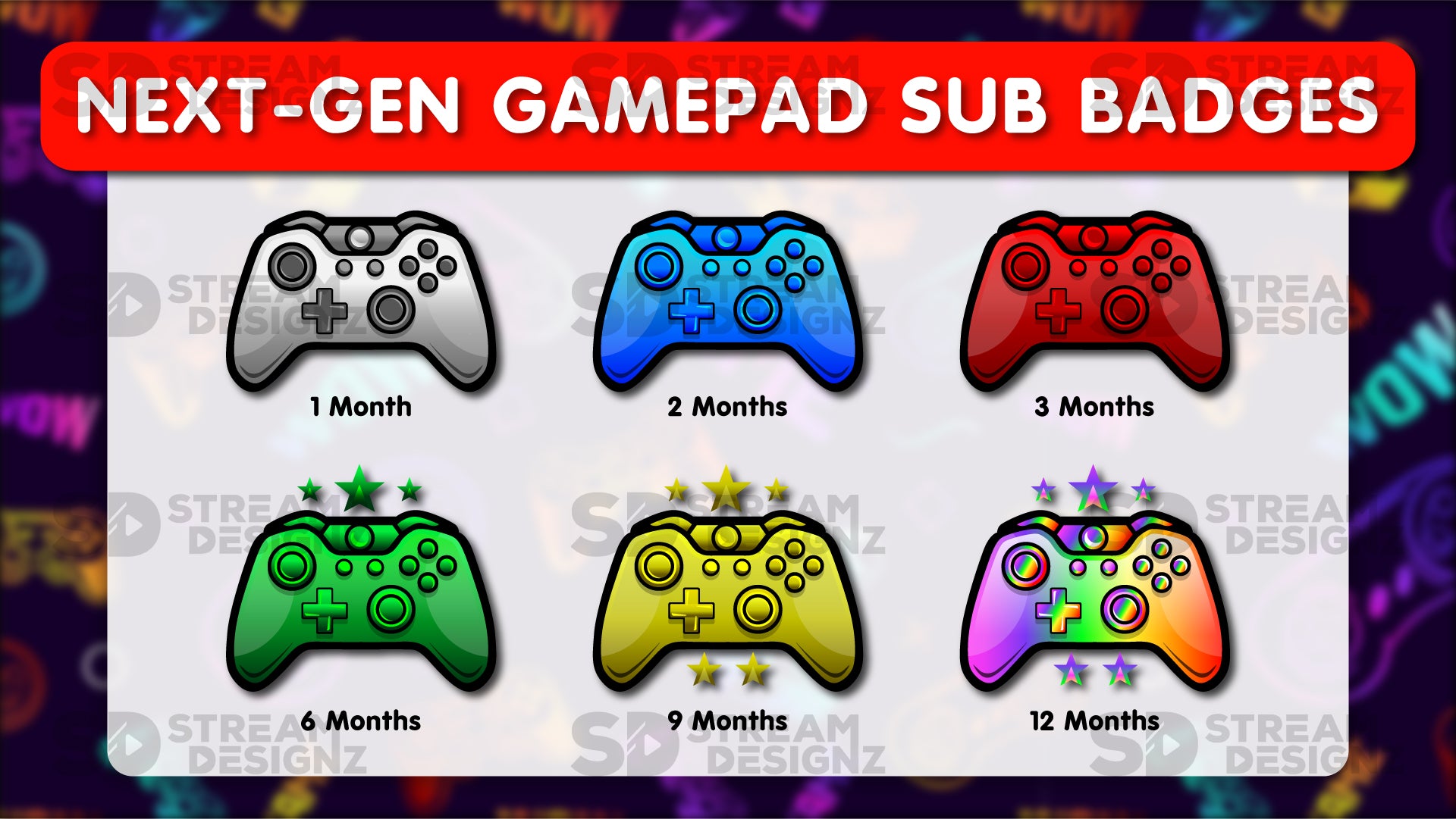 6 pack sub badges preview image next-gen gamepad stream designz