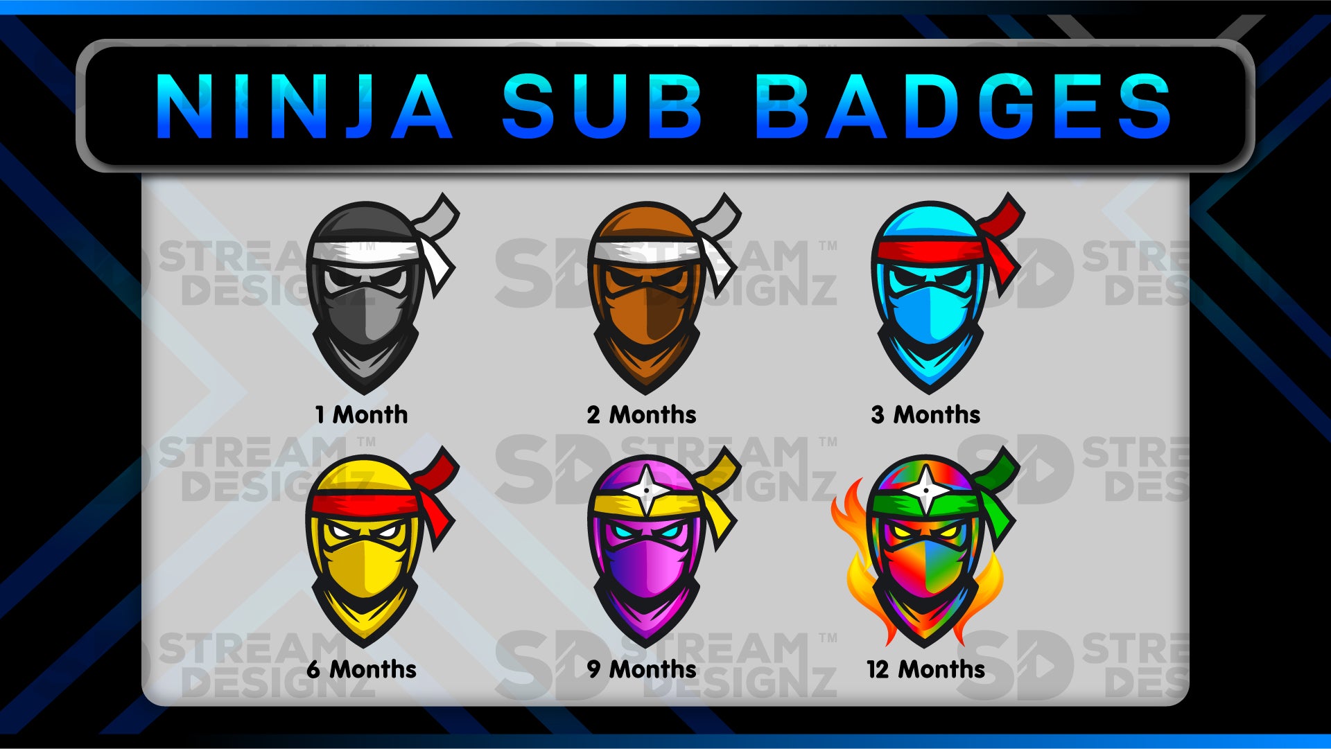 6 pack sub badges preview image ninja stream designz