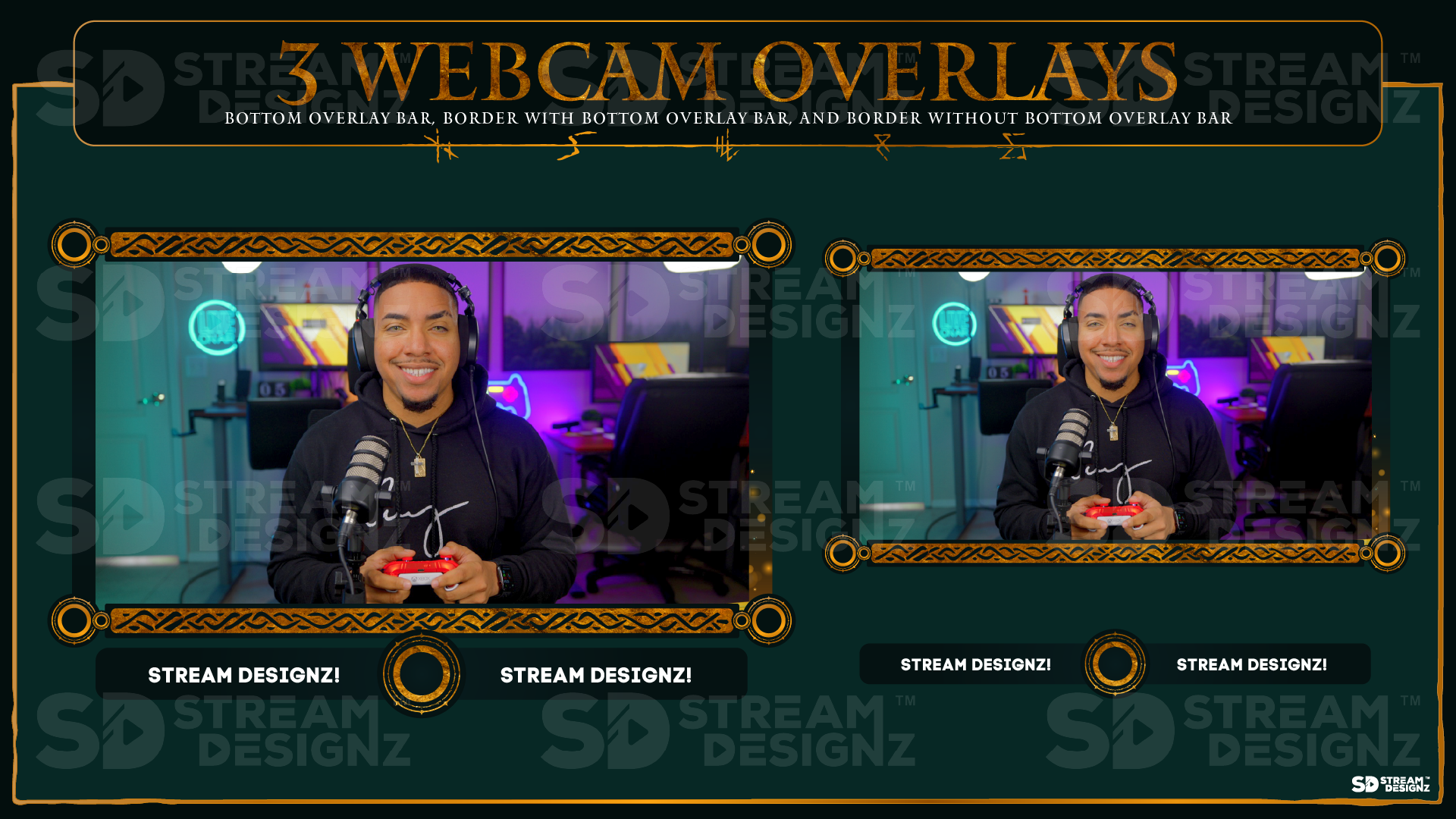 stream overlay package 3 webcam overlays obsidian stream designz