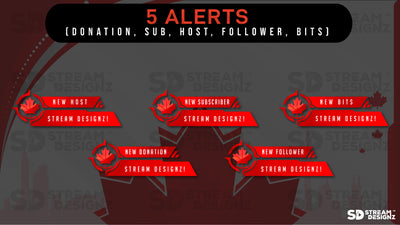 stream overlay package 5 alerts oh canada stream designz