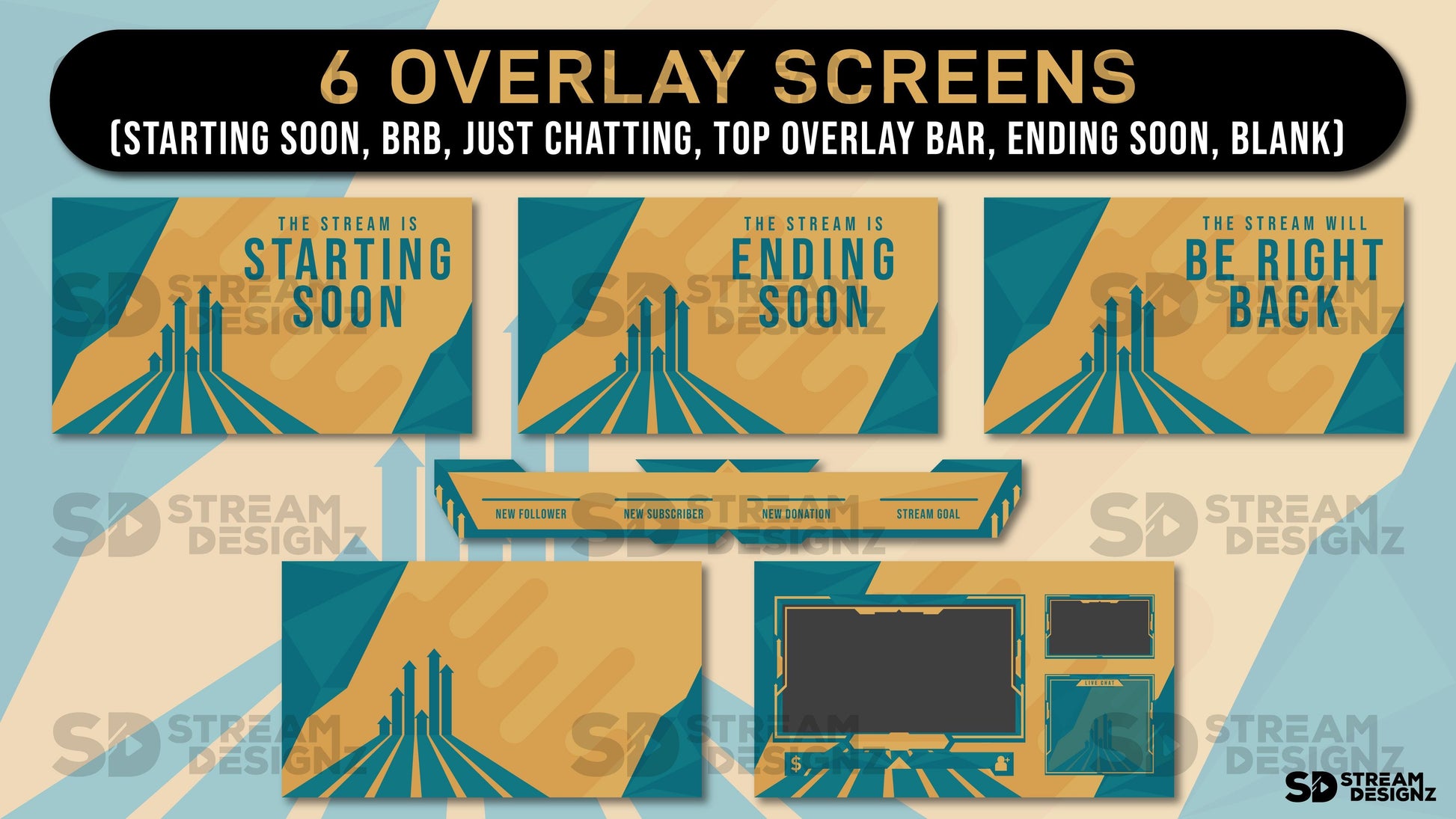 Static Stream overlay package on the rise 6 overlay screens stream designz