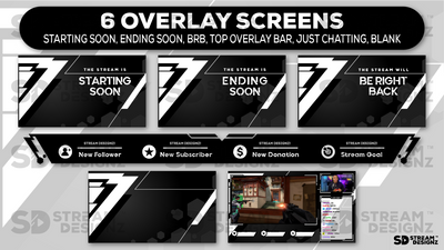 stream overlay package 6 overlay screens onyx stream designz