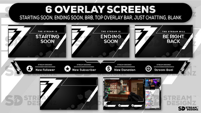 stream overlay package 6 overlay screens onyx stream designz