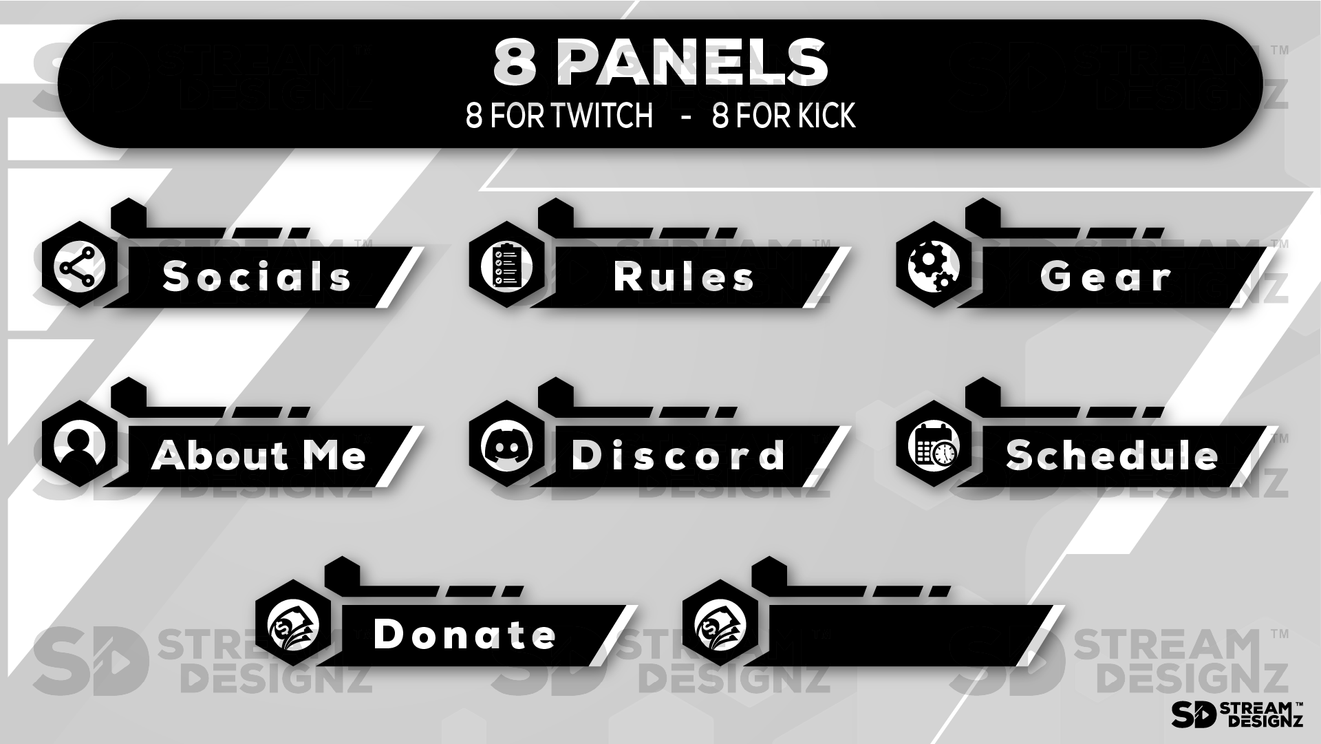 stream overlay package 8 panels onyx stream designz