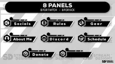 stream overlay package 8 panels onyx stream designz
