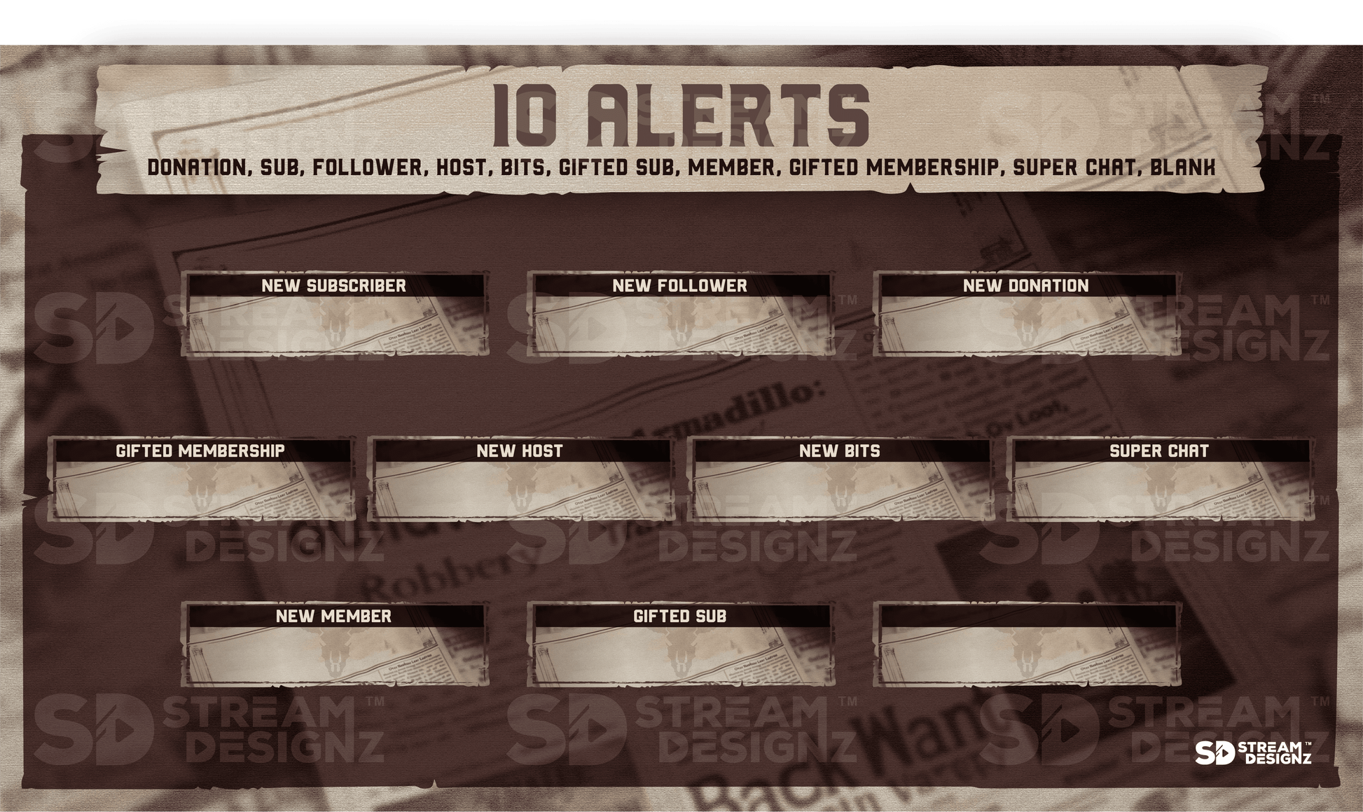 static stream overlay package 10 alerts outlaw stream designz