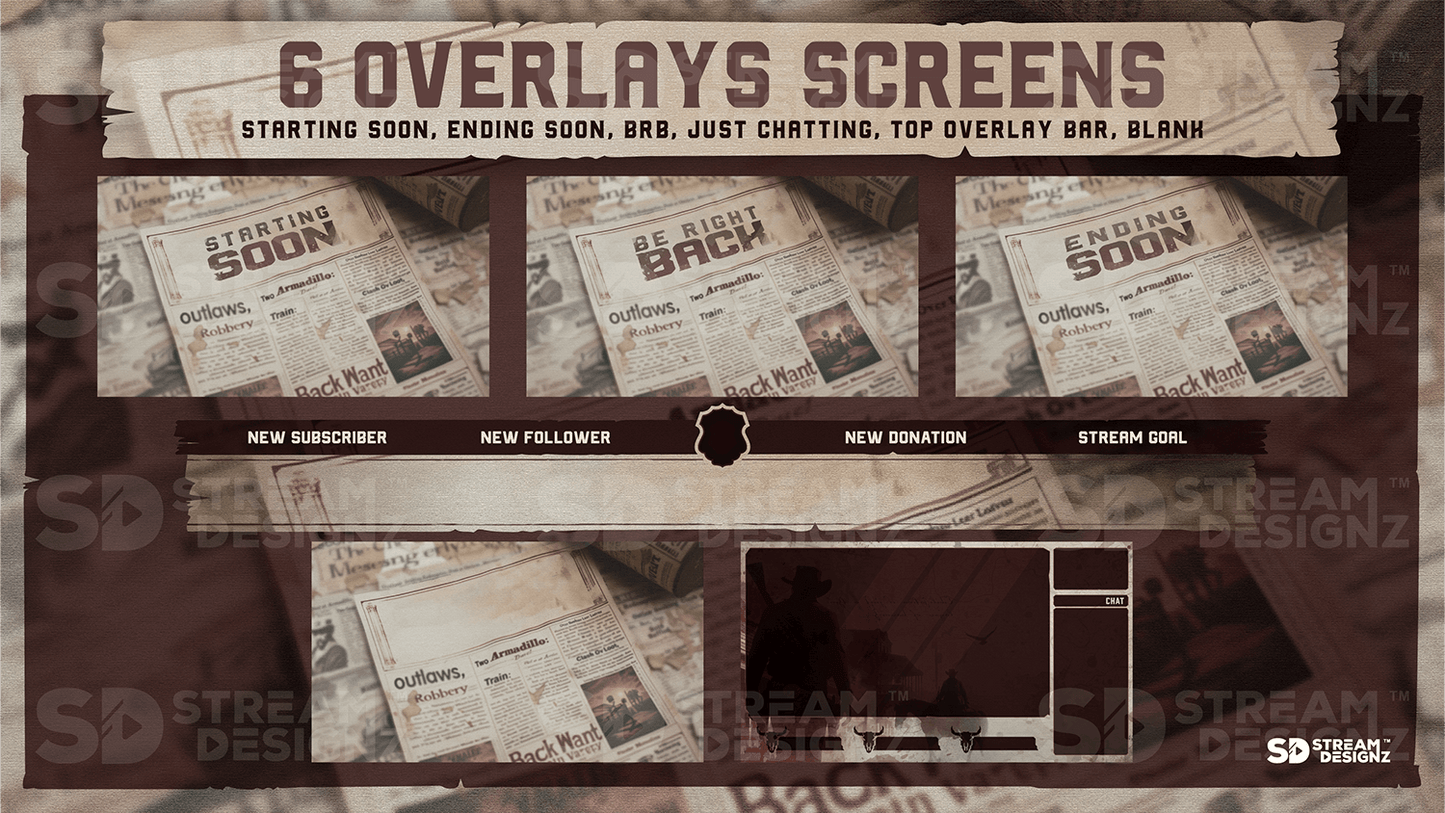 animated stream overlay package 6 overlay screens outlaw stream designz