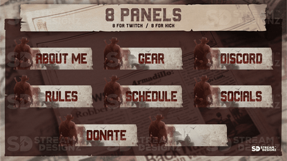 animated stream overlay package 8 panels outlaw stream designz