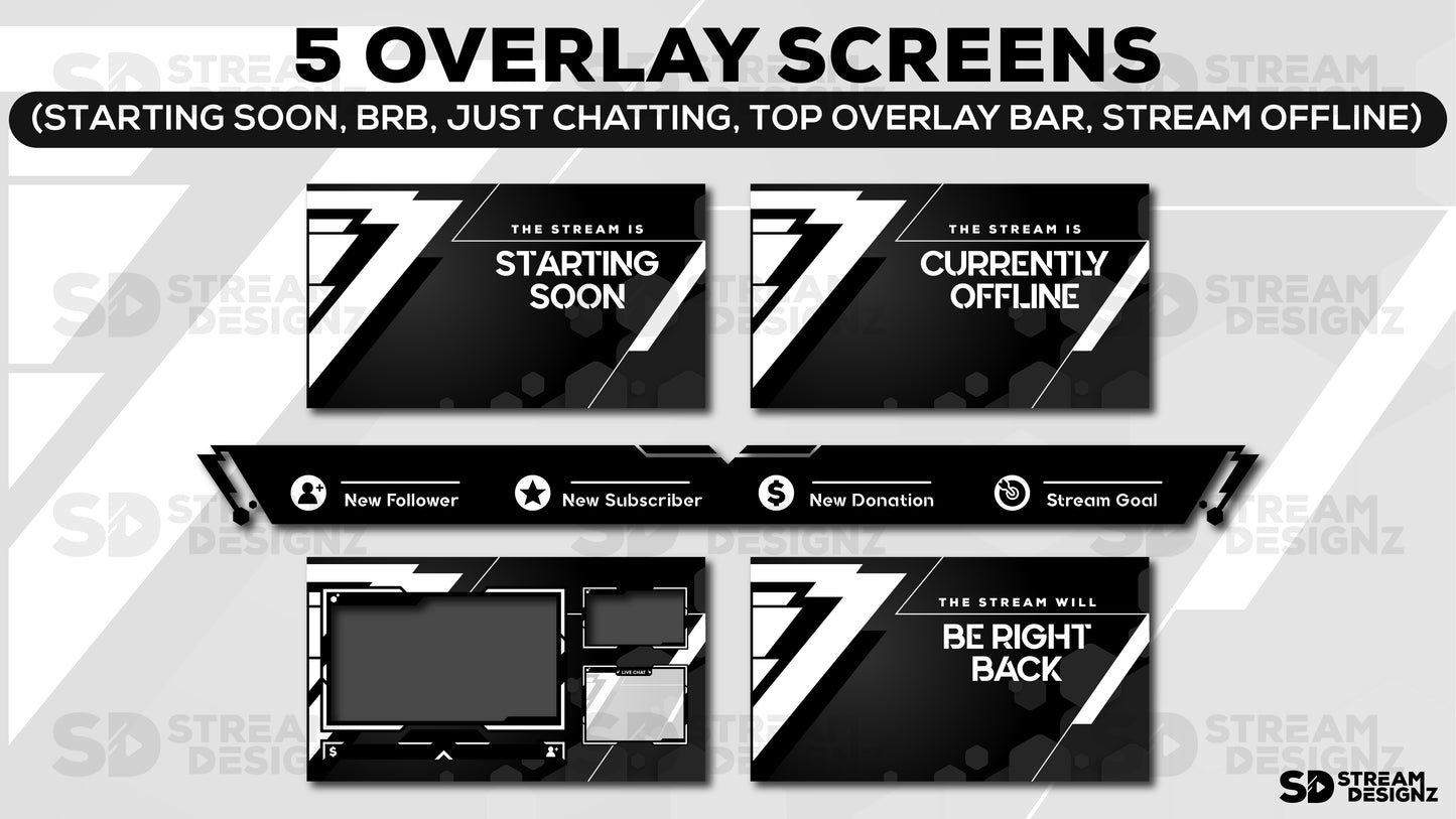 Animated Stream Overlay Package - "Onyx"
