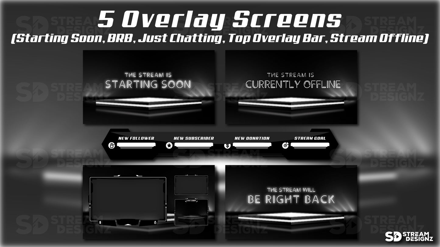 Animated Stream Overlay Package - "Shadow"